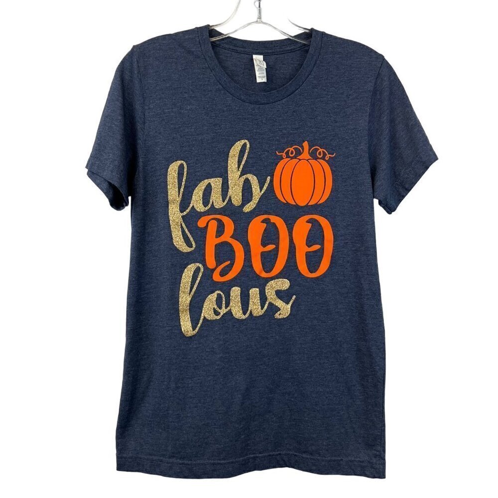 Bella+Canvas Womens Crew Neck Halloween T-Shirt Blue/Multi Glitter Small